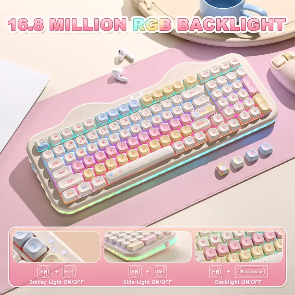 The Yunzii C98 mechanical keyboard is super cute and quiet - a special gift for girls. The Yunzii C98 mechanical keyboard is super cute and quiet - a special gift for girls.