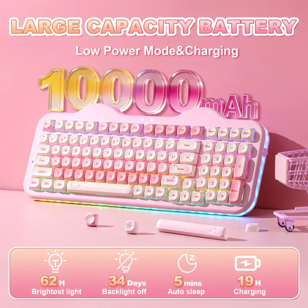 The Yunzii C98 mechanical keyboard is super cute and quiet - a special gift for girls. The Yunzii C98 mechanical keyboard is super cute and quiet - a special gift for girls.